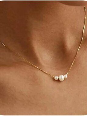 Freshwater Pearl Necklace | 14K Gold Plated Pendant | Dainty Minimalist Jewelry